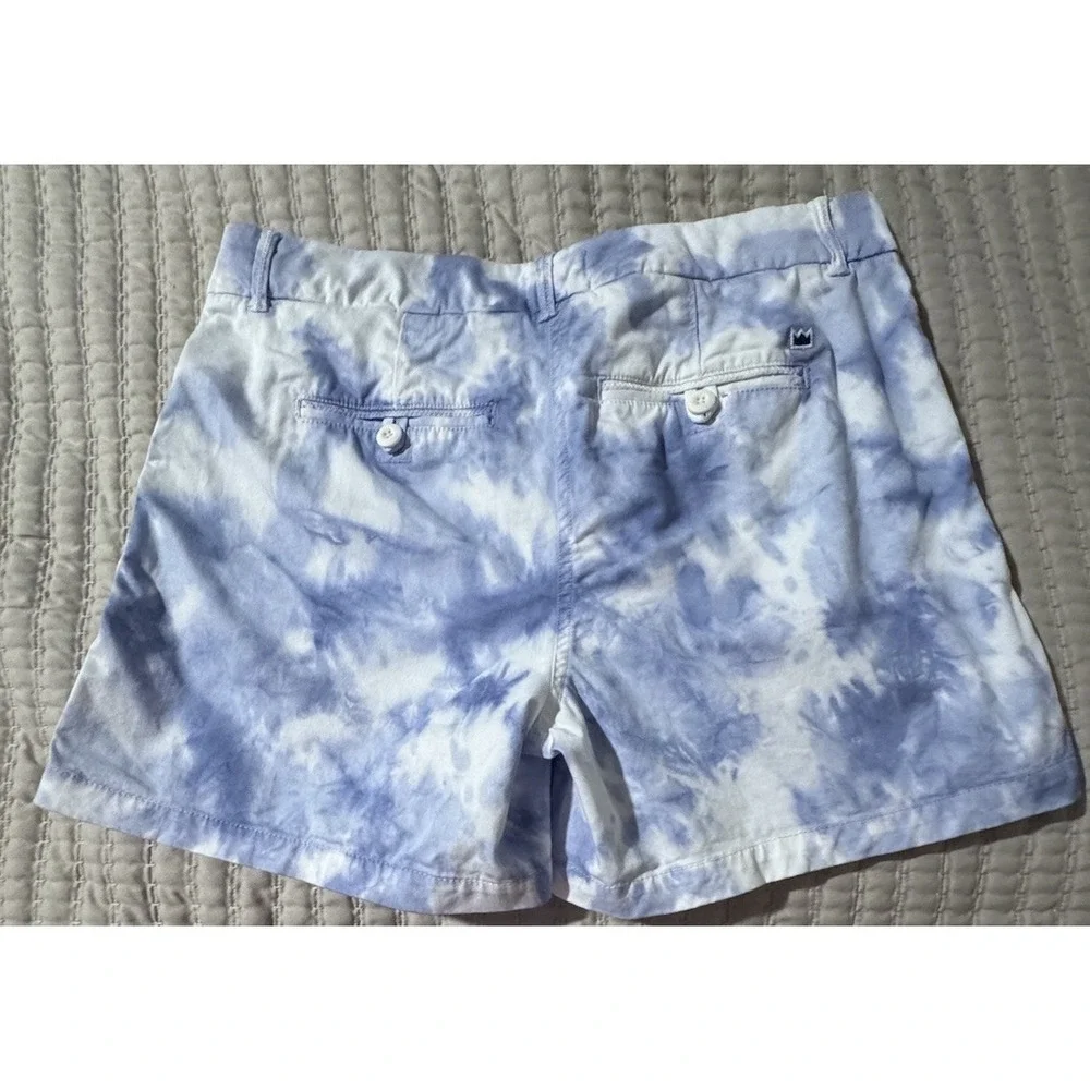 Crown & Ivy Shelby Shorts Womens 8 Blue Tie Dye Chino Stretch Preppy